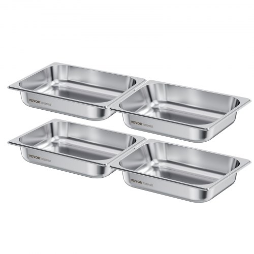 

VEVOR Recipiente Gastronorm Reutilizable 1/2 Tamaño, Bandeja de Empanado de Acero Inoxidable, Contenedor de Alimentos para Fiestas, Catering, Restaurantes y Bufés, 325 x 265 x 64 mm, 4 uds, 3,8 L