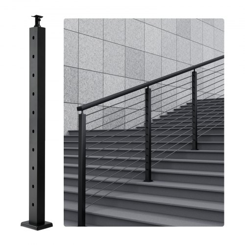 

VEVOR Poste de Barandilla de Cable de Acero con Orificio en Ángulo de 30°, 91,4 x 5 x 5 cm Poste de Riel de Cable de Acero con Soporte Horizontal y Curvado, Negro, 1JZLGZ91455HV8GHUV0