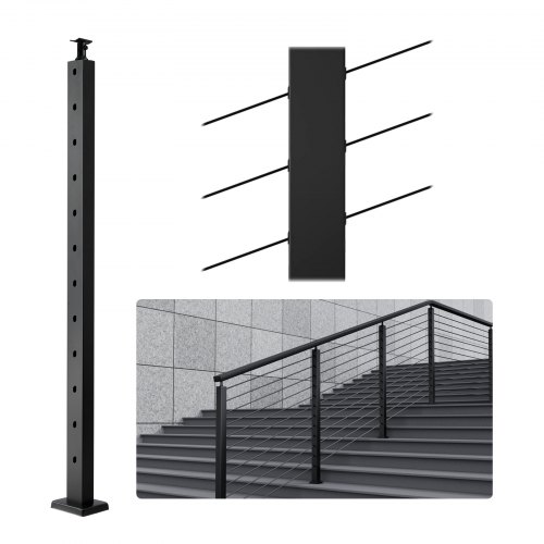 

VEVOR Poste de Barandilla de Cable con Orificio en Ángulo de 30° 106,7 x 2,5 x 5 cm Poste de Riel de Cable de Acero Inoxidable SUS304 con Soporte Horizontal y Curvo, Negro, 1JZLGZHS1067HNEKBV0