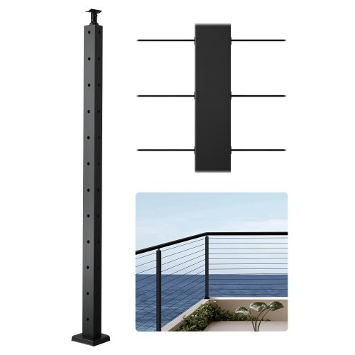 

VEVOR Poste de Barandilla de Cable, 1 Pieza Poste de Barandilla 106,7 x 2,5 x 5 cm en Forma de L, Poste de Acero Inoxidable SUS304 con Soporte Horizontal y Curvo, Negro, 1JZLGZXHS10607YXO001V0