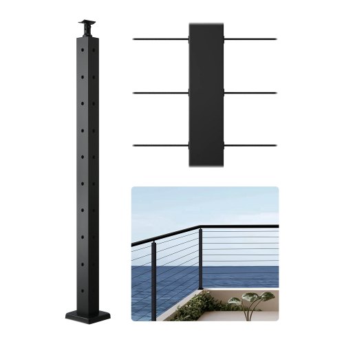 

VEVOR Poste de Barandilla de Cable, 1 Pieza Poste de Barandilla 91,4 x 5 x 5 cm en Forma de L, Poste de Acero Inoxidable SUS304 con Soporte Horizontal y Curvo, Negro, 1JZLGZXHS914ZPBNY001V0