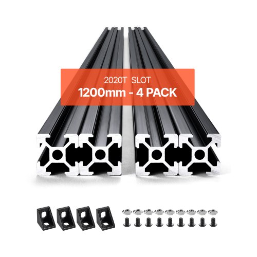 

VEVOR 4 PCS Perfiles de Extrusión de Aluminio 2020 con Ranura en T 1,2 m, Negro