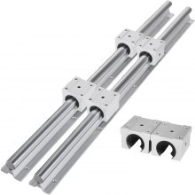 VEVOR Carriles de Deslizamiento Lineal y Bloques, 2 Piezas de Ejes SBR20 y 4 Bloques de Cojinetes SBR20UU Juego de Guías de Rodamiento Lineal, 650mm Guías Lineales para Maquinaria de Automatización
