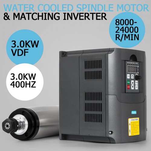 

VEVOR Kit de Motor de Husillo de Fresado Refrigerado por Agua, Convertidor de Frecuencia de 3KW, Motor de Husillo con Convertidor de Frecuencia ER20, Kit de Fresa para Control de Velocidad de Máquinas