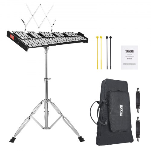 

VEVOR Kit de campana de xilófono Glockenspiel de 32 notas, juego de instrumentos de percusión profesional con mazos, baquetas, atril, soporte ajustable y bolsa de transporte para estudiantes y adultos