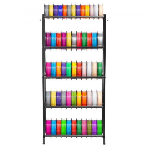 VEVOR Estante de Almacenamiento de Filamentos 5 Niveles para Impresión 3D Soporte de Metal para Carretes de Filamento 635 x 320 x 1300 mm Estante Fijo para Estudios, Talleres, Oficinas, Negro