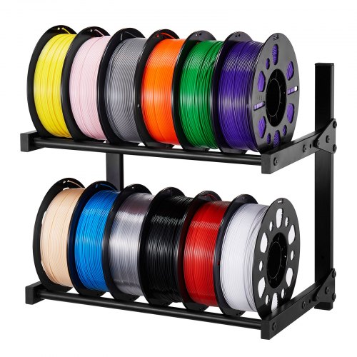 

VEVOR Estante de Almacenamiento de Filamentos 2 Niveles Montado en Pared 445 x 290 x 425 mm Soporte de Metal para Carretes de Filamento para Estudios de Impresión 3D, Talleres de Oficina, Negro