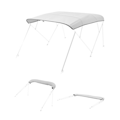 

VEVOR Toldo Bimini Plegable para Barco de 4 Arcos, Poliéster 600D, Impermeable y con Protección Solar, con Bolsa de Almacenamiento, Resistente al Viento y al Desgarro, 244 x 244 cm, Gris Claro