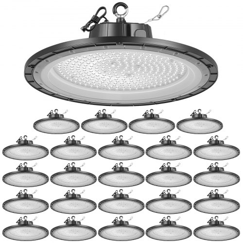 

VEVOR Luminaria Industrial de Gran Altura, 20 uds, LED, 5000 K, 150 W, 21000 lm, IP65 Resistente al Agua, de 100-277 V, para Almacenes, Talleres, Fábricas y Gimnasios, Negro, 300 x 300 x 80 mm