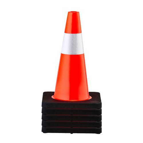

VEVOR Cono de Tráfico 5 Piezas 45 cm Pedestal de Obra de PVC Naranja Cono de Seguridad con Base Pesada y Collares Reflectantes para Demarcación de Estacionamiento de Emergencia en Estacionamiento