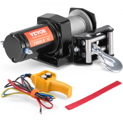 

Cabrestante eléctrico VEVOR, capacidad de tracción de línea de 2000 lb, cabrestante ATV/UTV de 12 V CC con cable de acero de 7 hebras de Φ5/32 in x 39 ft, control remoto con cable, resistente al agua IP55 para remolcar UTV ATV todoterreno
