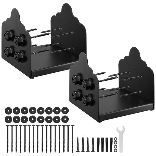 VEVOR Base para Postes de Madera 200 x 194 mm Tamaño Interior 200 x 190 mm 2 Piezas Soportes de Acero al Carbono para Postes Espesor de 2 mm para Instalaciones Fijas de Pérgolas, Barandillas, Negro