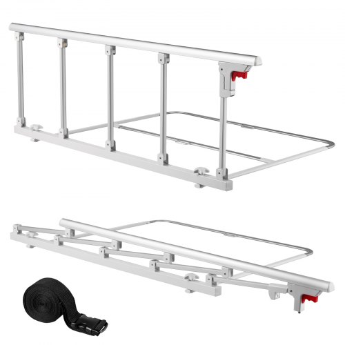 

VEVOR Barandilla de Cama Plegable Personas Mayores, 122 cm, con Correa de Sujeción, Protección Anticaídas, Asa de Protección a las Manos y Protector de Bordes, a Camas King, Queen, Matrimoniales