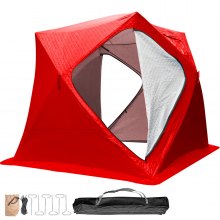 VEVOR Refugios de Pesca en Hielo Tienda de Pesca de Invierno Tienda de Refugio Portátil Impermeable Carpa Tienda de Pesca de Hielo para 3 Personas Color Rojo