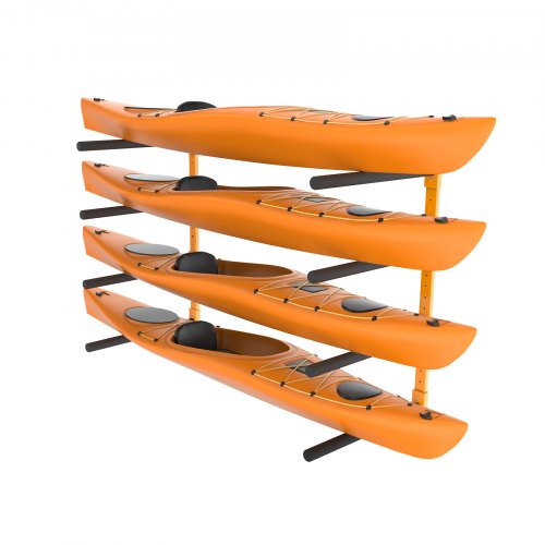 

VEVOR Soporte de pared para 4 kayaks, estante para kayak, canoa, tabla de remo SUP, gancho de almacenamiento para kayak con brazos acolchados ajustables, carga de 181,6 kg