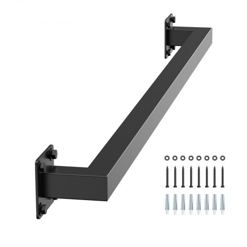 VEVOR Pasamanos de Escalera Montaje en Pared, Hierro Negro, para Interiores, Carga de 113 kg, Pasamanos Industrial para Escalones, Tubo Cuadrado para Loft, Terraza, 2 Secciones, 910 x 80 x 70 mm