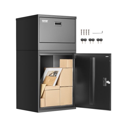 

VEVOR Buzón de Correo para Paquetes con Cerradura 500 x 398 x 980 mm, Negro