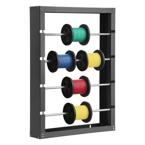 

VEVOR Portacarretes de Alambre, Soporte de Pared para Carretes de Alambre de Acero Laminado en Frío con 4 Varillas Ajustables Dispensador de Cables Carga de 68 kg para Uso Industrial, Eléctrico