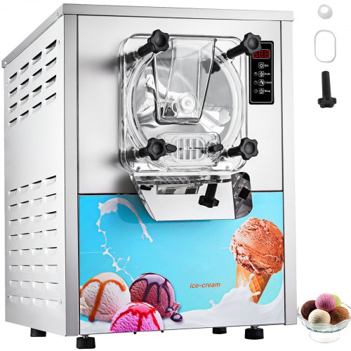 

VEVOR Máquina Helados Duros 16 - 20 L/H Máquina de Helado de Servido Duro 1400 W Heladera Redonda de Acero Inoxidable con Panel LCD Inteligente Temporizador de Apagado Automático para Bares Cafeterías