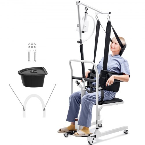 

VEVOR Silla de Ruedas Elevadora de Pacientes con Correa y Altura Ajustable Silla Eléctrica de Traslado de Pacientes Asiento Dividido de 180° Carga de 100 kg para Ancianos Discapacitados