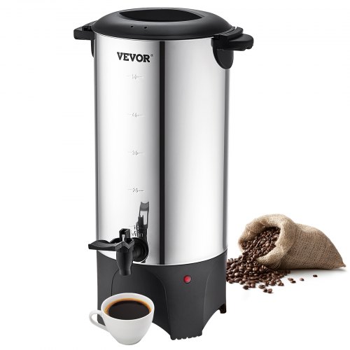 

VEVOR Urna de Café Comercial de Acero Inoxidable para 50 Tazas urna para cafetera 1000W 220V Cafetera Eléctrica Urna Para Preparación Rápida Urna de Agua Caliente con Cable de Corriente Desmontable