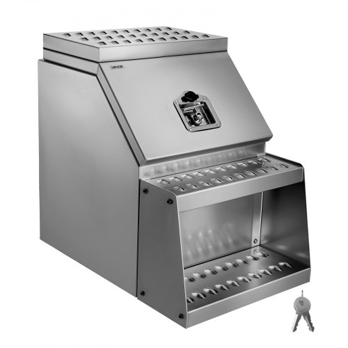 

VEVOR Caja de Herramientas para Camiones con Escalón 457 x 695 x 645 mm de Aluminio Resistente, con Montaje Lateral, con Cerradura, Manija en T y Llaves para Semirremolques, Remolques de Plataforma