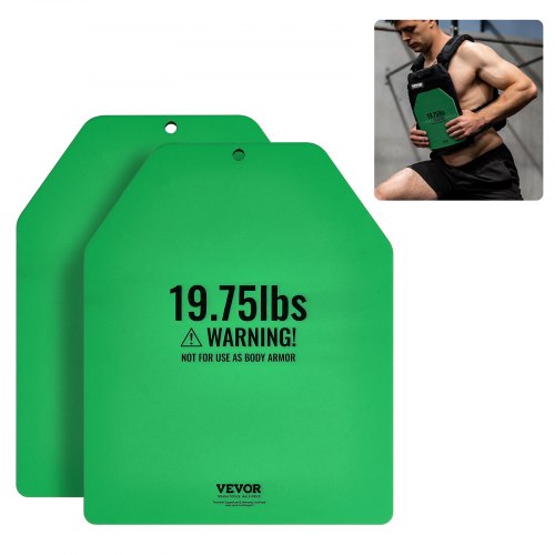 

VEVOR Placas para Chalecos Lastrados, Pares de 9 kg, Acero de Primera Calidad, Ajuste Ergonómico Contorneado, Peso Adicional, para Entrenamiento de Fuerza, Carrera, Fitness, 250 x 310 x 16±10 mm