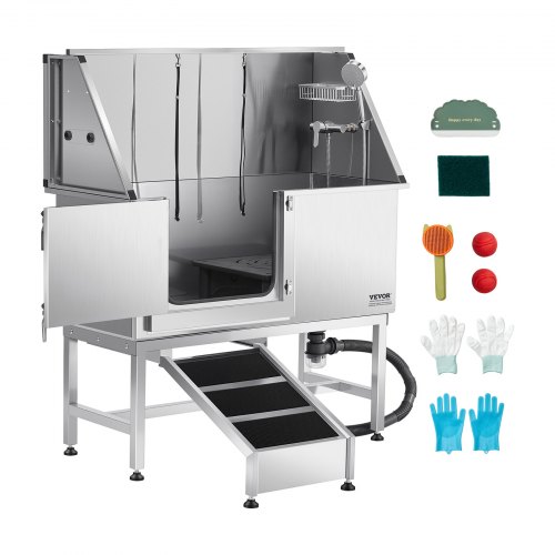 

VEVOR Bañera para Mascotas de 1270 x 580 x 1495 mm con Rampa, Puerta Izquierda