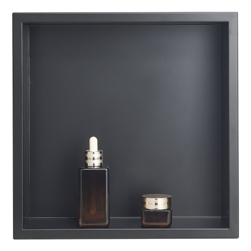 

VEVOR Nicho de Ducha Empotrado 33 x 33 x 10,2 cm Estante Divisor de Pared de Acero Inoxidable Organizador de Jabón y Champú con Marco Sellado Impermeable Duradero Fácil de Instalar para Baño, Negro