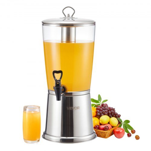 

VEVOR Dispensador de bebidas de 8 L para fiestas, de acero inoxidable y plástico, con grifo y cámara de hielo, ideal para té helado, limonada, zumo y agua, para restaurantes y hoteles, Familias