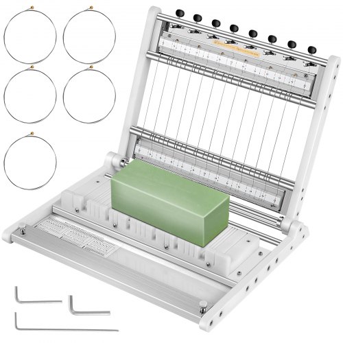 

VEVOR Cortador de Jabón de Alambre Múltiple Corte de 1-15 Barras Máquina Cortadora de Alambre de Acero para Jabón Cuerpo de Plástico Espesor de 2cm