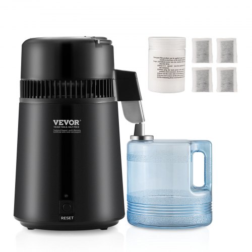 

VEVOR Destilador de Agua 4L Máquina de Agua Destilada 1L/h 750W Máquina de Destilación de Agua Interior en Acero Inoxidable de Grado Alimenticio Alta Eficiencia para Purificar Agua del Grifo, Negro