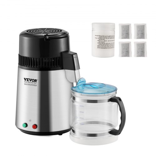 

VEVOR Destilador de Agua 4 L Máquina de Agua Destilada 1 L/h 24 L/día Máquina de Destilación de Agua Interior en Acero Inoxidable de Grado Alimenticio Alta Eficiencia para Purificar Agua del Grifo