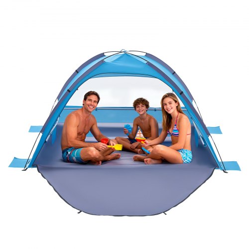 

VEVOR Tienda de Playa para 3 Personas, Carpa de Refugio de Sol Protección UPF 50+, Carpa Portátil de Playa con Bolsa de Transporte y Bolsillos para Arena, para Acampar, Pescar, Picnics al Aire Libre