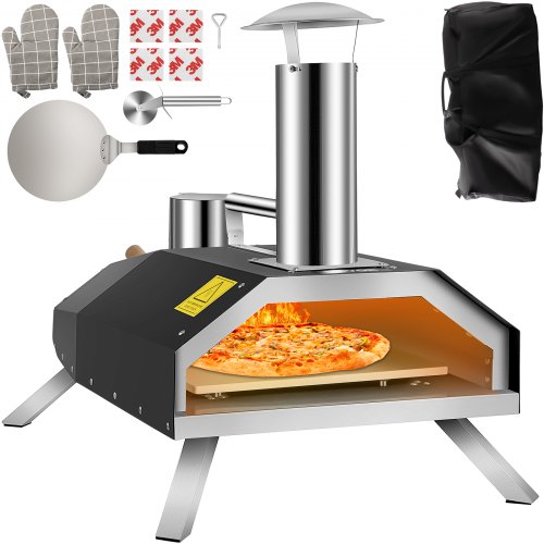 

VEVOR Horno de Pizza para Exterior Tamaño de Pizza de 12" Horno de Pellet para Pizza de Acero Inoxidable 76,4x44,3x54,5 cm 600 Centígrados Horno Leña para Pizza Portátil para Jardín para Bistec, Pollo