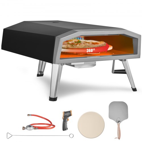 

VEVOR Horno de Pizza Portátil 406,4 mm de Acero Inoxidable Horno Portátil de Gas para Exteriores con Piedra de Pizza Plegable Cocción Rápida 540 °C para Cocinar Pan Camping Barbacoa Jardín Patio