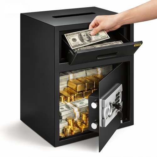 VEVOR Caja Fuerte 48 L (36 x 30 x 45 cm), Caja Fuerte para Oficina o Uso Doméstico de 1,2 mm de grosor, Caja Fuerte Empotrable Pequeña en Forma de Cajón, Caja de Seguridad con Pantalla LED y Llave