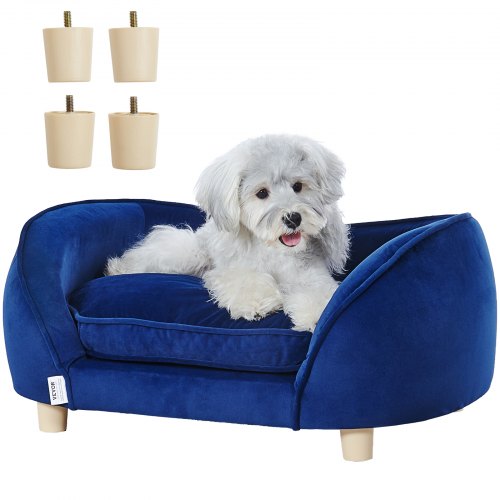 

VEVOR Sofá para Mascotas, Sofá para Perros y Gatos de Tamaño Mediano, Sofá Cama Suave y Aterciopelado para Perros, Sofá para Gatos de Carga de 37 kg, 71 x 50,5 x 30 cm, Azul Oscuro, Peso de 4,8 kg