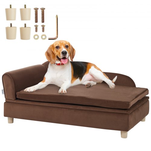 

VEVOR Sofá para Mascotas, Sofá para Perros y Gatos de Gran Tamaño, Sofá Cama Suave y Aterciopelado para Perros, Sofá para Gatos con Carga de 50 kg, Marrón Oscuro, 910 x 585 x 415 mm, 10,2 kg de Peso