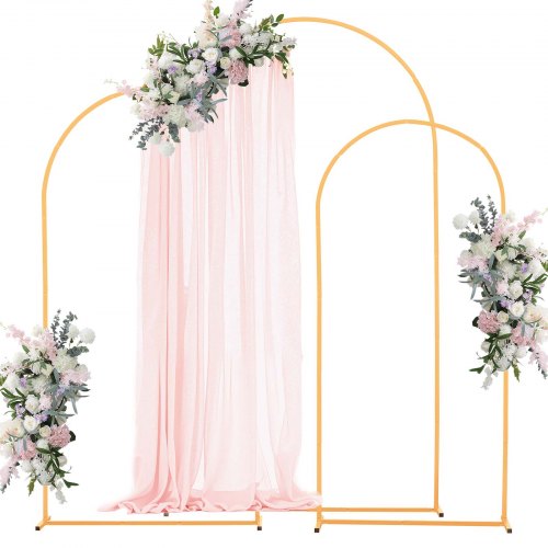 

VEVOR Soporte de Arco Dorado, Juego de 3 uds de 2,2 x 1,2 m/2 x 1 m/1,8 x 0,8 m, Estructura Estable, para Fondo de Bodas, Cumpleaños, Graduaciones, Fiestas y Decoración de Ceremonias, Semicircular
