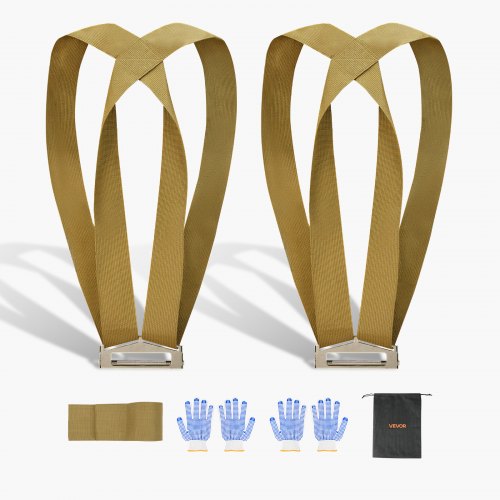 

VEVOR Correas de Elevación Ajustables, Soporta hasta 453,6 kg, Sistema de Elevación y Transporte para 2 Personas, Correas de Hombro para Muebles, Electrodomésticos y Colchones, Cinturón Simple