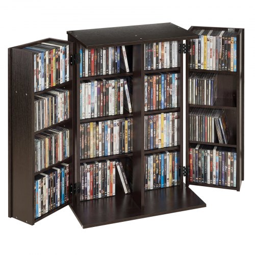 

VEVOR Estantería de Pared, 610 x 368 x 846 mm, Armario de Almacenamiento de 16 Compartimentos, Estantes Ajustables, Dispositivos Antivuelco, para CDs DVDs Libros, Mueble para Salón Oficina, Marrón