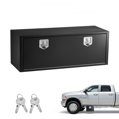 VEVOR Caja de Herramientas para Camión 1219x457x457 mm, Caja de Almacenaje de Acero para Debajo de Carrocería del Camión, con Cerradura y Llaves, con Asa en T para Furgoneta, SUV, Camioneta, Negro