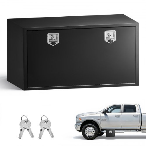 VEVOR Caja de Almacenaje para Camión 1219x457x457 mm, Caja de Herramientas de Acero con Cerradura y Llaves, para Debajo de Carrocería del Camión, con Asa en T para Furgoneta, SUV, Camioneta, Negro