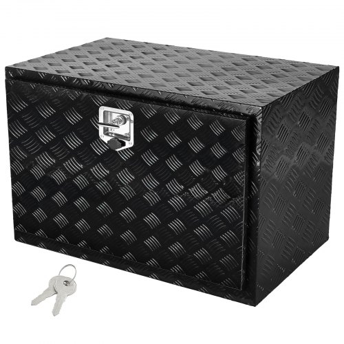 VEVOR Caja de Herramientas para Camión 121,9x61x61cm Caja de Bastidor Inferior Caja de Almacenamiento de Aleación de Aluminio Montaje Inferior con Cerradura y Llaves para Remolques, Camionetas, Negro