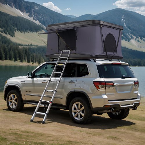 

Tienda de techo rígida VEVOR, tienda de techo rígida Naturnest para 2 o 3 personas, tienda de techo rígida con escalera telescópica y colchón grueso, impermeable y resistente al viento para camionetas Jeep, SUV y furgonetas