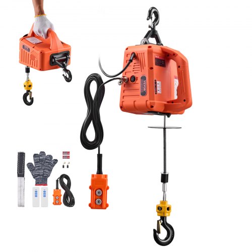 VEVOR Cabrestante Eléctrico 3 en 1, Carga 700 kg, 1500 W, Altura de Elevación 7,6 m, Velocidad de 5 m/min con Control Manual, Remoto con Cable e Inalámbrico para Fábricas, Almacenes y Talleres