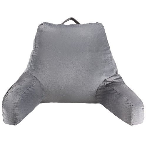 

VEVOR Almohada de Lectura Tamaño Estándar con Espuma Viscoelástica Triturada, Respaldo con 3 Bolsillos y Tela Corta de Terciopelo Lavable, Parte Superior con Asa para Leer, Jugar, Descansar, Gris