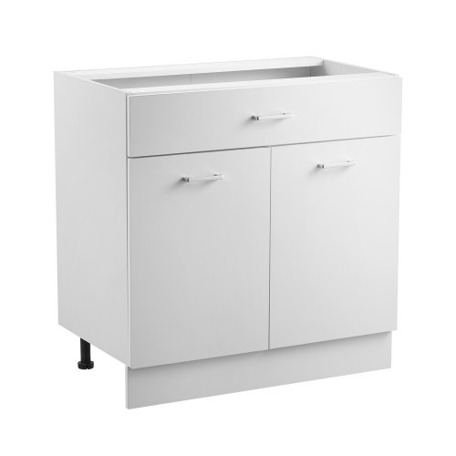 

VEVOR Gabinete de Piso con Cajón y 2 Puertas 80 x 47,5 x 81,6 cm Armario de Pie sin Ensamblar Gabinete de Suelo Cajón de Cierre Suave y Estante Ajustable para Oficina, Casa, Baño, Cocina, Blanco