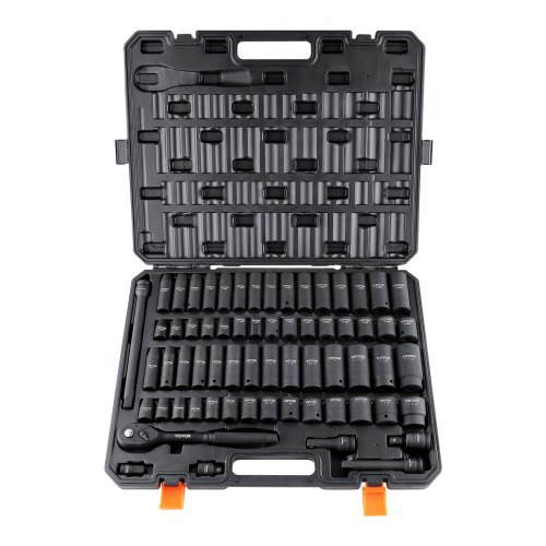 

VEVOR Juego de Vasos de Impacto 1/2" Juego de Vasos de Impacto 58 piezas con Herramienta de Trinquete 6 Puntos Acero de Aleación CR-V HRC 42-48 con Estuche de Transporte para Reparación Automática